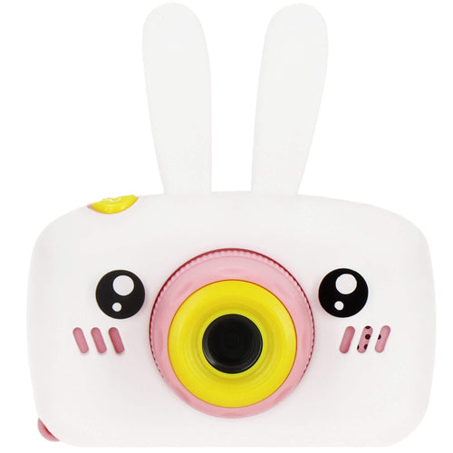 Witte digitale kindercamera in de vorm van een konijn