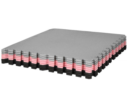 Speelmat | Speelmat Foam | Puzzelmat | 9 Puzzelstukken | Roze/Zwart/Grijs