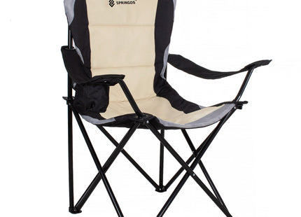 Campingstoel | Kampeerstoel | Vouwstoel | Inclusief Draagtas | Zwart/ Grijs / Crème