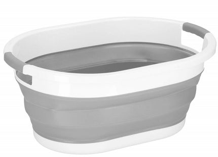 Wasmand | Opvouwbare Wasmand | Ovaal | 24L | Grijs/Wit