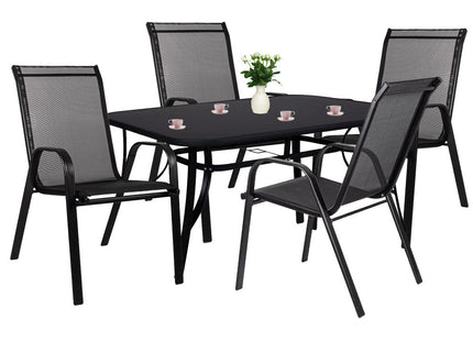 Tuinset | Tuinset 4 Persoons | Tuinsets | Tuintafel & Tuinstoelen | 4 Personen | Zwart