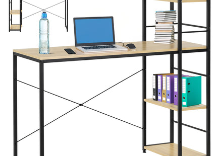 Bureau – Werkbureau – Computer Bureau – Bureautafel – 48 x 120 x 120 cm – 100 Kg - industriële - Zwart - Naturel