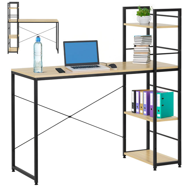 Bureau – Werkbureau – Computer Bureau – Bureautafel – 48 x 120 x 120 cm – 100 Kg - industriële - Zwart - Naturel