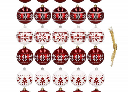 Kerstballen | 30 Stuks | 5 cm | Rood/Wit