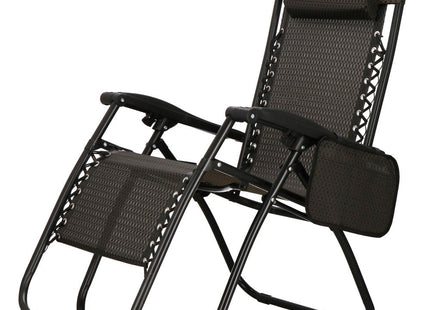 Tuinstoel | Ligstoel | Opvouwbaar | Verstelbaar | Ergonomische Hoofdsteun | Bruin/Zwart
