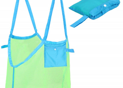 Strandtas | Net Tas | Blauw / Groen | Opvouwbaar | Met Hoes | 45 x 30 x 45