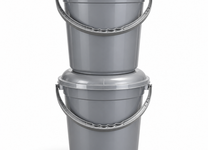 HL - Luieremmer 6 Liter - 2 Stuks - Met Deksel en Draagbeugel - Grijs