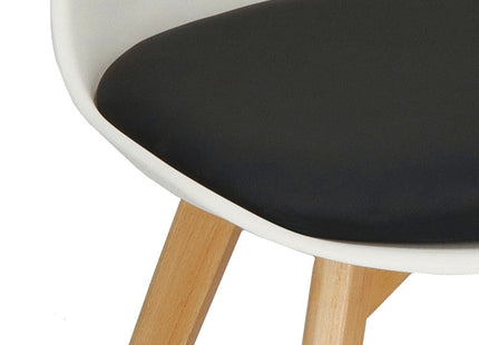 Eetkamerstoel - Gestoffeerd - Wit Zwart - 82 x 44,5 x 41 CM