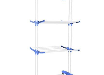 Wasrek - Droogtoren - Droogrek - 4 - Etages - Inklapbaar - Inclusief- Wielen - Draaibaar - 170x75,5x57 cm