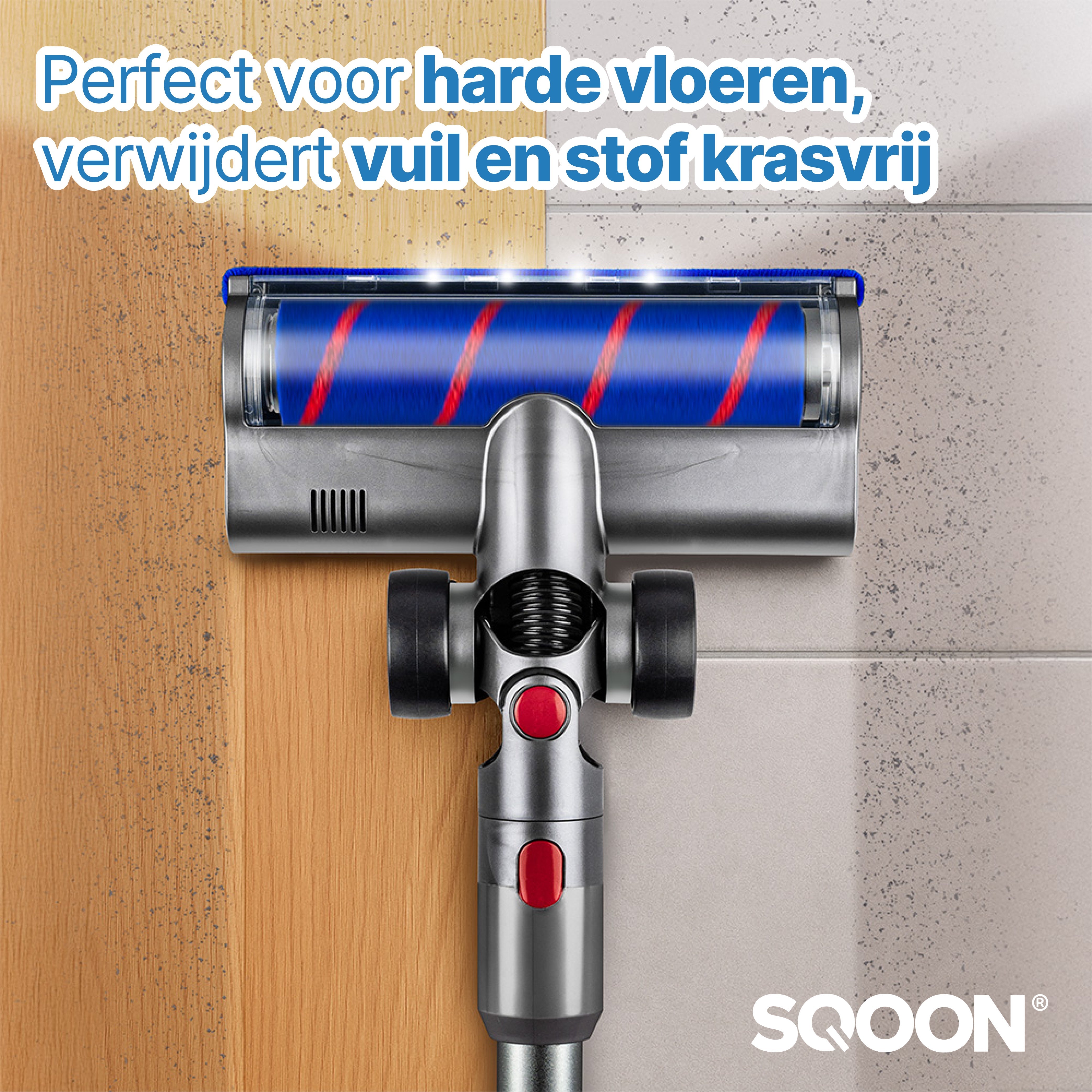 SQOON Stofzuiger Mondstuk Geschikt voor Dyson Stofzuiger V7 / V8 / V10 / V11 en v15 Series - Zuigmond voor Dyson Steelstofzuiger - LED Licht