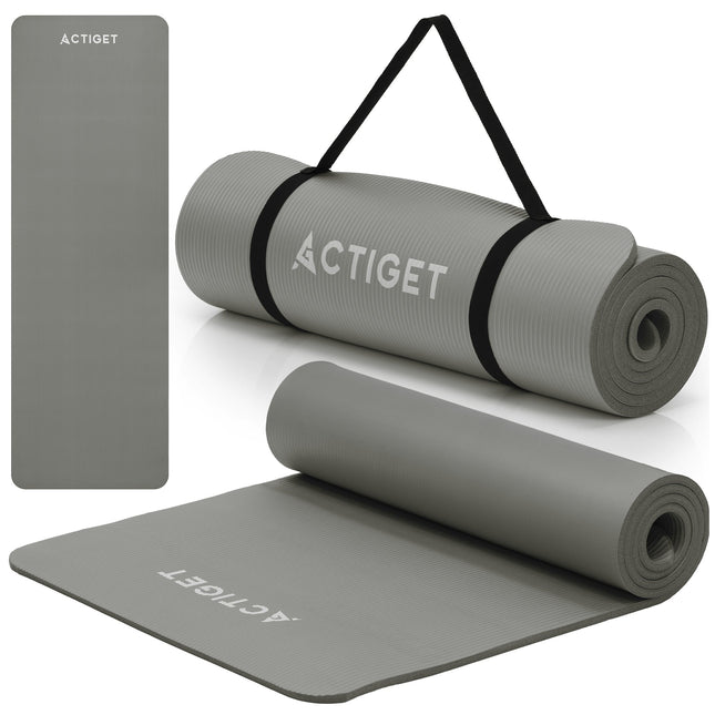 Actiget® Yogamat - Extra Dik - Inclusief Draagriem - 183 x 61 x 1 CM - Grijs