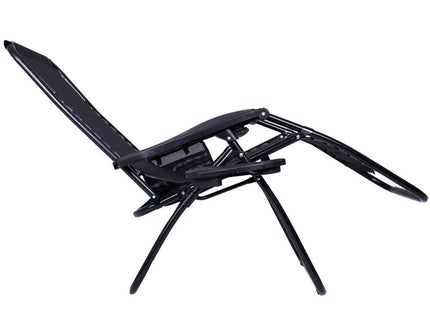 Tuinstoel | Ligstoel | Opvouwbaar | Verstelbaar | Ergonomische Hoofdsteun | Zwart