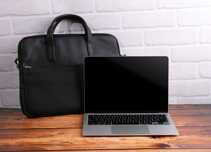 Leren Aktetas - Laptoptas - 15,6 inch - Zwart - 43 x 35 x 4,5 CM