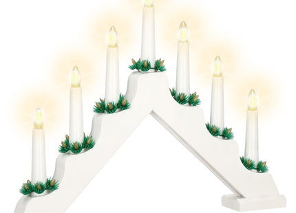 LED Kaarsenbrug | Batterijen | Hout/Wit | Warm Wit