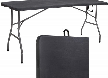 Klaptafel | Vouwtafel | Kampeertafel | Inklapbaar | Draagbaar | 180 x 75 cm | Zwart/Grijs
