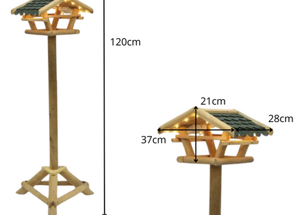Vogelvoederhuis - Vogelvoederplek - Verlichting - Led - Vogelvoeding - Staand - Bruin - 28 x 37 x 120 cm