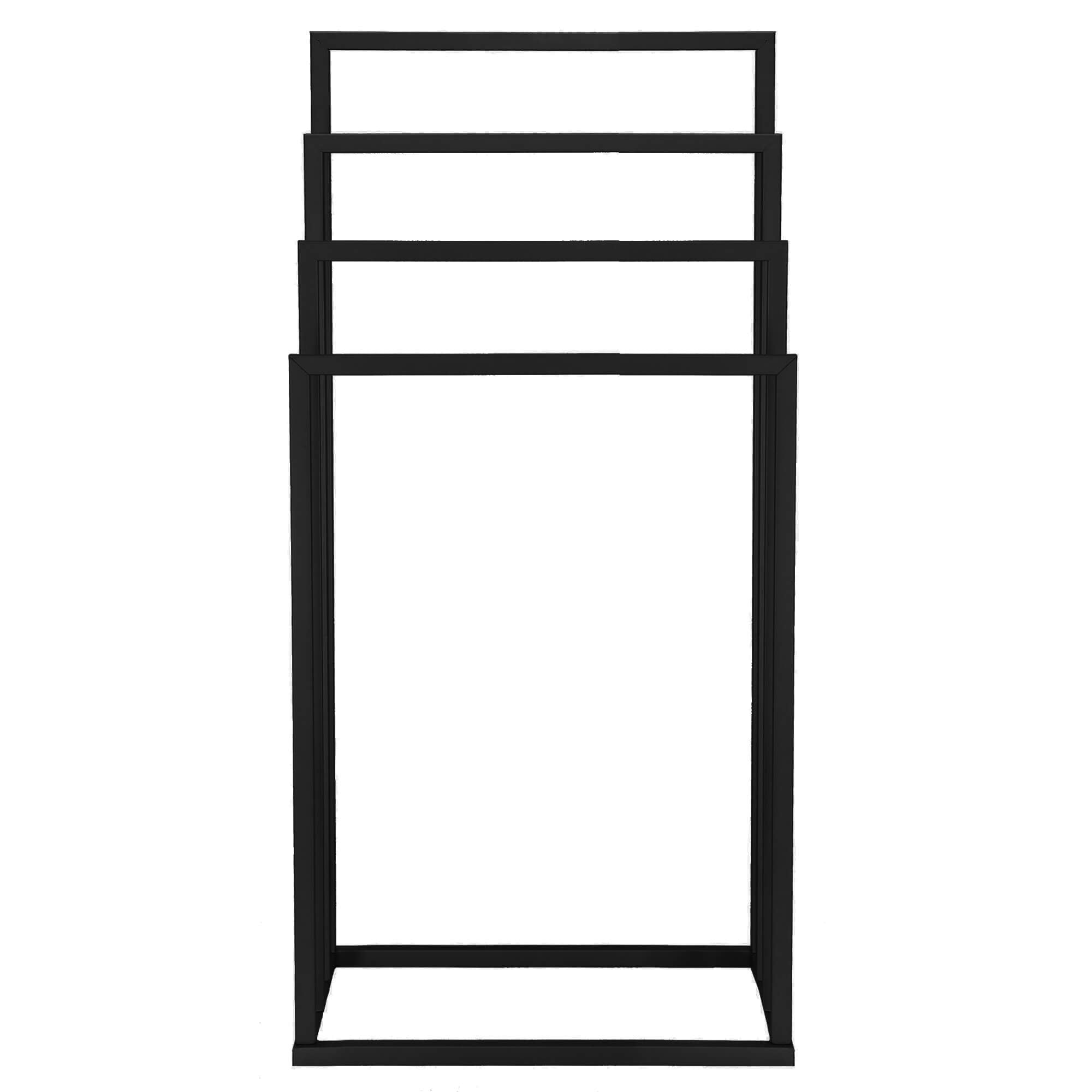 Handdoekrek - Badkamer - Handdoekstang - Handdoekhouder - Vier Armen - Metaal- Zwart