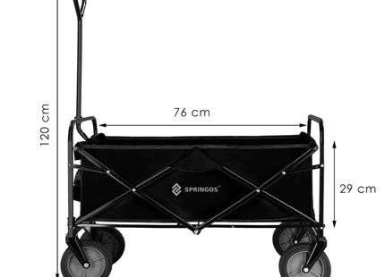 Bolderkar - Opvouwbaar - Strandkar - Tuinkar - Zwart - 80 KG - 90 x 52 x 120 Cm