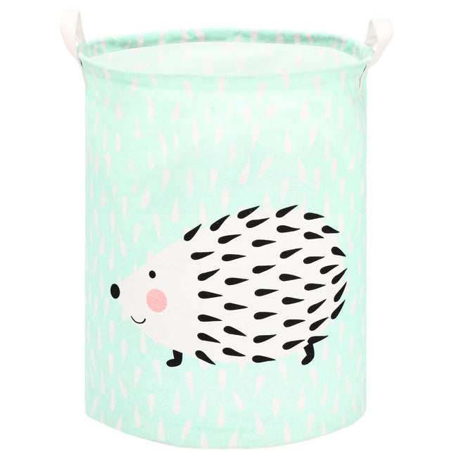 Opbergmand - Speelgoedmand - Kledingmand - Organizer - Handvatten - Egel - Groen - Wit - Zwart