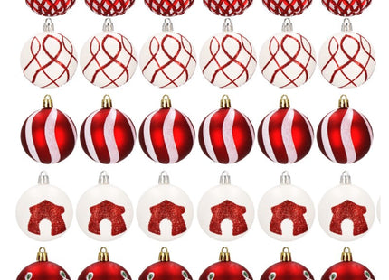 Kerstballen | 30 Stuks | 6 cm | Rood/Wit