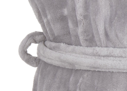 Badjas - Fleece - Grijs - Capuchon - Riem - Maat M/L