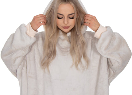 Oversized Fleece Deken/Trui - Oversized Deken - Oversized Trui - Hoodie - Capuchon - Lichtgrijs