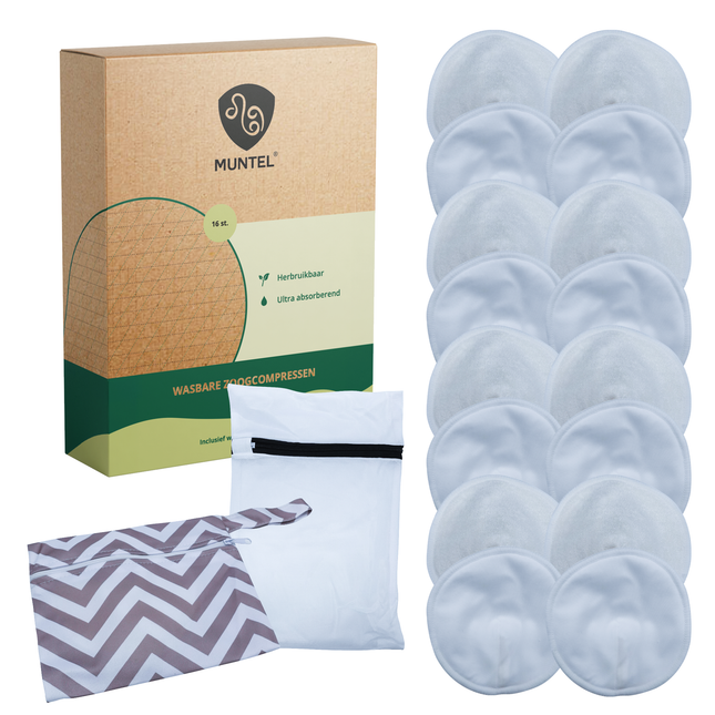 Wasbare Zoogcompressen - Snelle Absorptie - Comfortabel - Wasbaar - Cup A t/m E - 16 Stuks - Wit