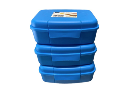 Broodtrommel Set – 3 Stuks – 1,3 Liter per Stuk – Blauw