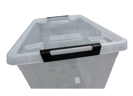 HL Opbergbox met deksel en wieltjes - 30 Liter - Stapelbaar - Kunststof - Transparant