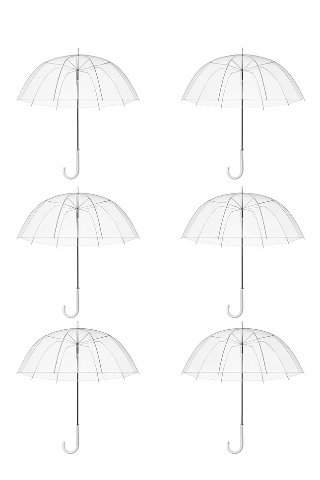 Transparante Paraplu - Doorzichtig - Voor Volwassenen - Ø 94 cm - 6 stuks
