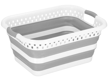 Wasmand | Opvouwbare Wasmand | Rechthoek | 24L | Grijs/Wit