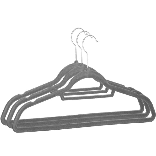 Velours Kledinghangers - 3 Stuks - Draaibaar - Luxe - Grijs