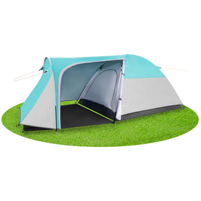 Koepeltent | Kampeertent | Tent | Waterdicht | 3 Persoons | Grijs / Zwart / Zee | 310 x 175 x 130 cm