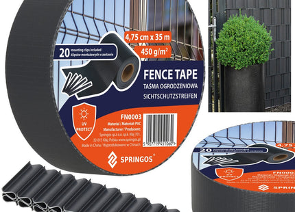Vlechtband | Privacyfolie | Voor Tuinafsluiting | PVC | 35 m | 450 g/m² | Antraciet