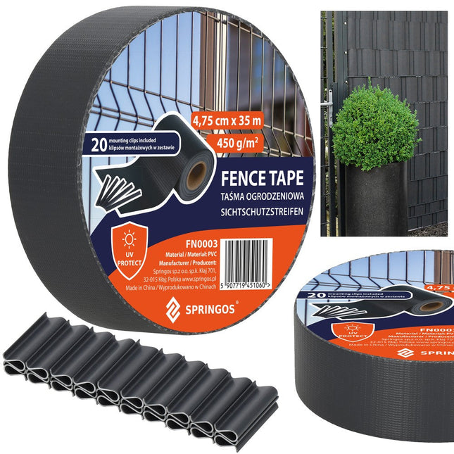Vlechtband | Privacyfolie | Voor Tuinafsluiting | PVC | 35 m | 450 g/m² | Antraciet