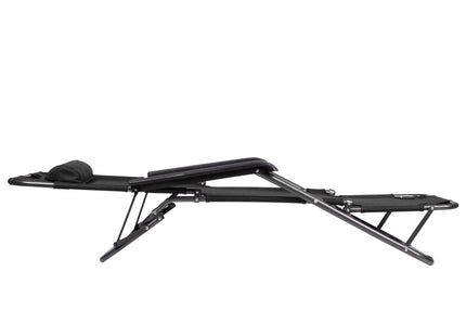 Tuinstoel | Ligstoel | Opvouwbaar | Verstelbaar | Ergonomische Hoofdsteun | Zwart