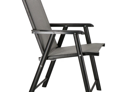 Tuinstoelen | Tuinstoelen | Verstelbare Rugleuning | Inklapbaar | Aluminium & Textileen | 2 Stuks | Zwart/Grijs