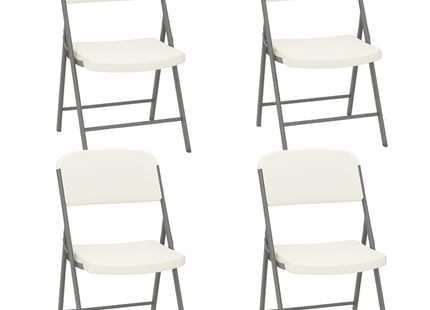 Klapstoel - Vouwstoel - Kampeerstoel - Opvouwbaar - Stoel - Kunststof - Waterbestendig - Wit - Grijs - Voor Binnen en Buiten - 4 Stuks