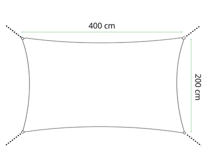 Schaduwdoek | Zonnezeil | Rechthoek | 4 x 2 m | 90% Schaduw | Grafiet | 160 g/m²