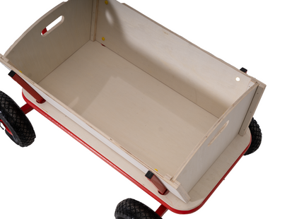 Bolderkar | Houten Bolderkar | Tuinkar | 50 KG | Rood | Naturel