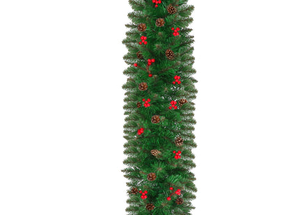 Kerstslinger | 110 cm | Dennenappels | Lijsterbes | Groen