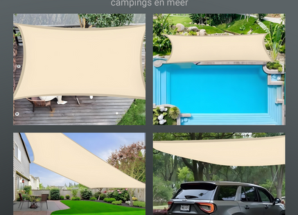 Schaduwdoek | Zonnezeil | Rechthoekig  | 4 x 3 m | 90% Schaduw | Crème | 160 g/m2 |  Polyethyleen