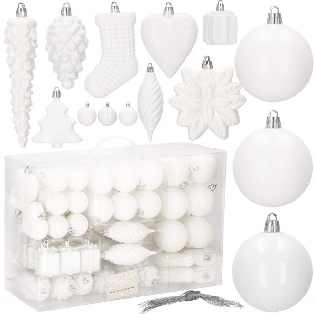 Kerstballen | 72 Stuks | Wit