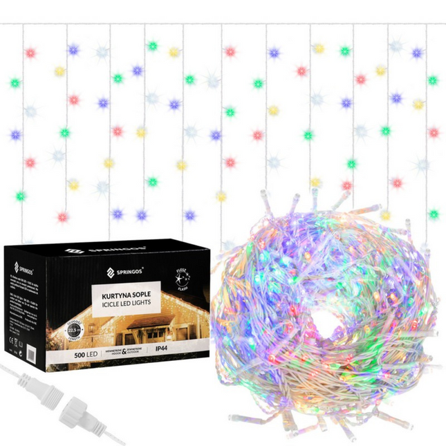 IJspegel Verlichting | 20 m + 2.5 m Snoer | 500 LED | Multicolor | Koppelbaar | Flash