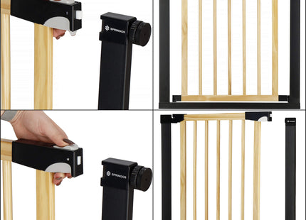 Traphekje | 75 - 110 cm | Traphek | Veiligheidshekje | Metaal | Hout | Zwart/Bruin