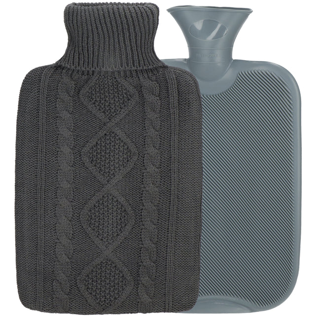 Warmwaterkruik- Sweater -Hoes - 2L - Inhoud - Pijnverlichting- Ontspanning -Grijs
