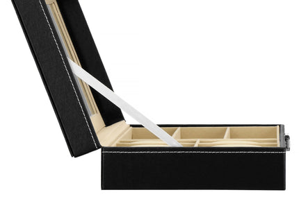 Horlogedoos - Brillendoos - Horlogebox - Opbergdoos - Zwart - Creme - 6 Horloges - 3 Brillen
