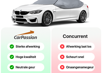 CarPassion Classic Autohoes - Halfcover - Beschermhoes - Waterdicht & Vorstbestendig - Grijs -Maat XL - 295 x 130 x 68 cm