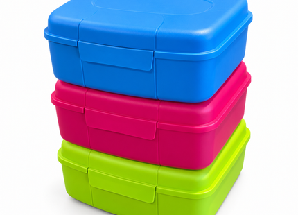 Broodtrommels 3 Liter – Set van 12 Stuks – Assorti Kleuren – Grote Lunchboxen met Klikdeksel