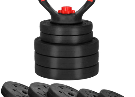 Kettlebells - Verstelbaar - 10 Kg - Set Van 5 Schijven - Zwart - Rood